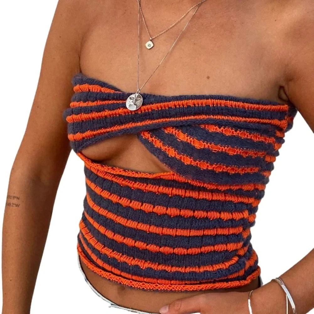 NUFIWI Knitted Strapless Tube Top Twist Size M - Picture 1 of 5